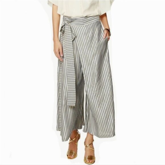 Eva Franco Striped Wide-Leg cropped Pants, US2 - Picture 4 of 14